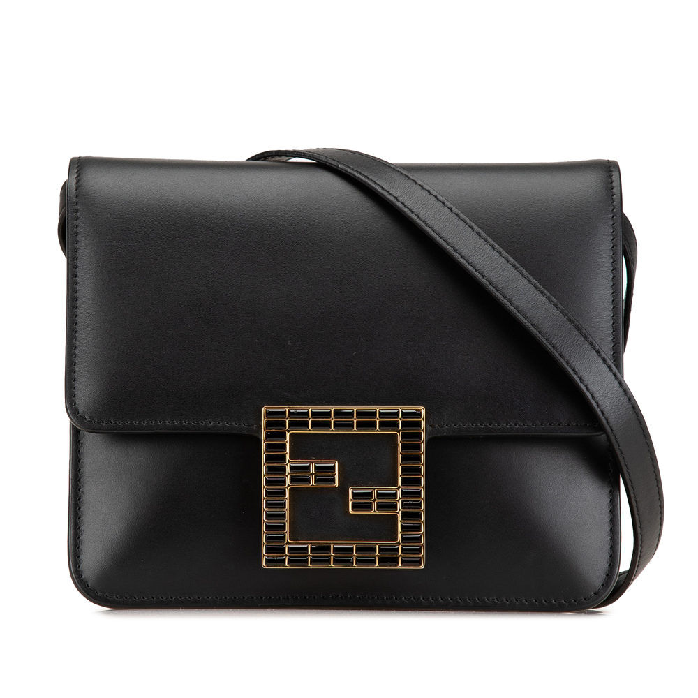 Pre-Loved Fendi Leather Crystal Fab Crossbody